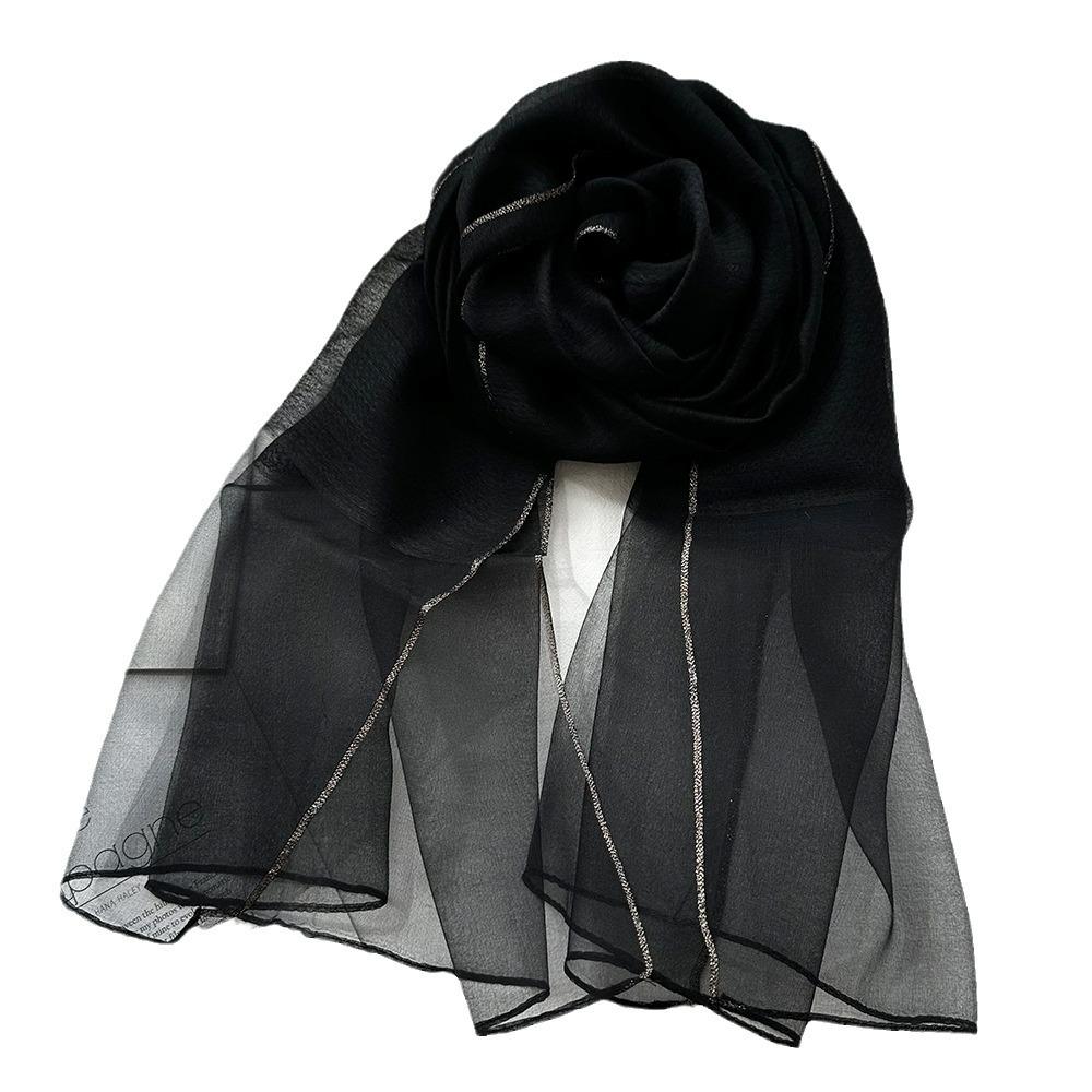 Silk Scarf for Women's New Summer Sun Protection High-end Shawl Silk Gold Thread Scarf