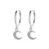 Earrings Femininity High-End Zircon Light Luxury Cross Star And Moon Asymmetric Ear Buckle Jewelry
