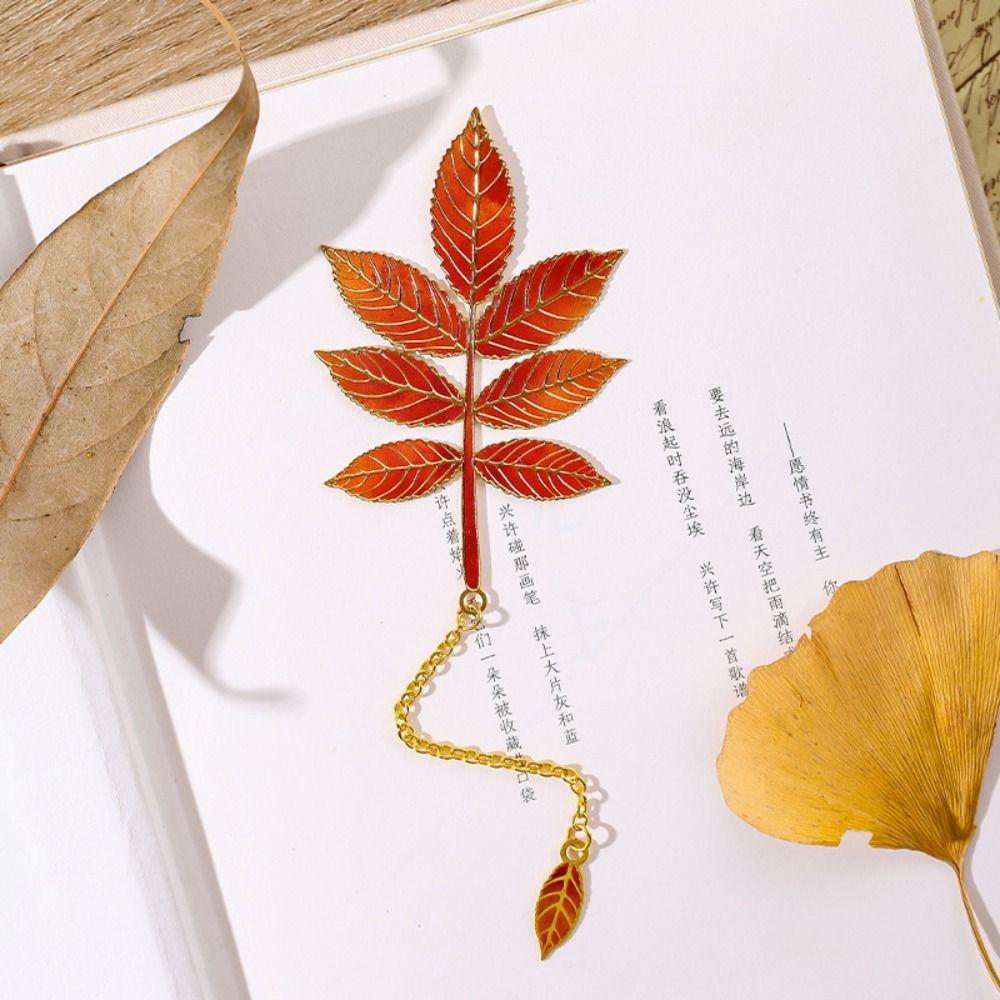 Řetízkový přívěsek Listy Bronzová záložka Vícebarevné značky stránek Studentský dárek