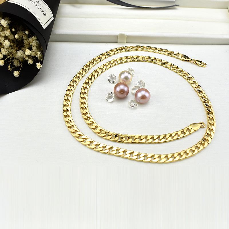 6MM European and American K Gold Plated Necklace Bracelet Set