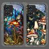Colorful Glass Style Forest Mushrooms Pattern Tempered Glass Phone Case for Motorola Moto Edge 50 Fusion 40 Neo 30Pro G85 G84 5G