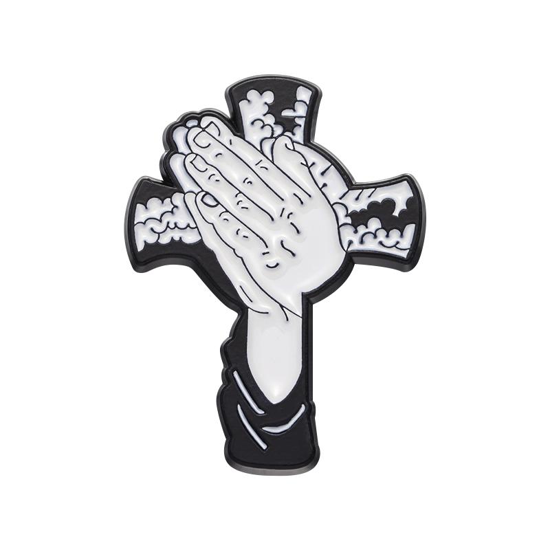 Spille Smaltate Croce di Gesù Personalizzate Corona di Spine Brooches Cristiani Distintivi da Giacca Gioielli Gotici Regalo per Amici