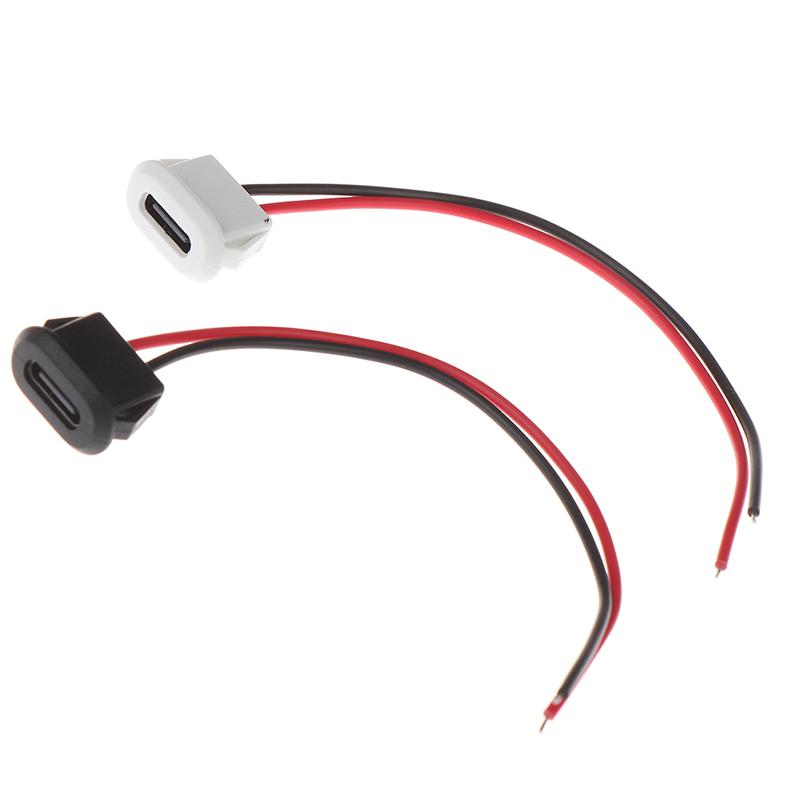 2Pin USB-C Type C Female Socket Charging Interface Waterproof USB Connector Direct Compression Female Base With Welding Wire