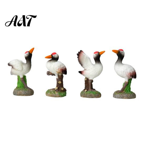 Micro Landscape Decorative Figurines Resin Red-Crowned Bird Figurines, Realistic Statues with Rock Base, Mini Outdoor Rockery Landscaping