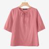 ZANZEA Women Casual Round Neck Loose Short Sleeve Cotton Blouse