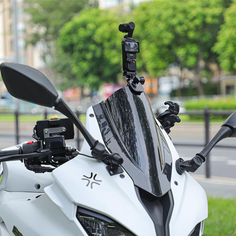 Motorcycle Windshield Clip Aluminum Alloy Motorcycle Windshield Clamp Bike Windshield Camera Clip for GoPro GO3S/DJI Action 4