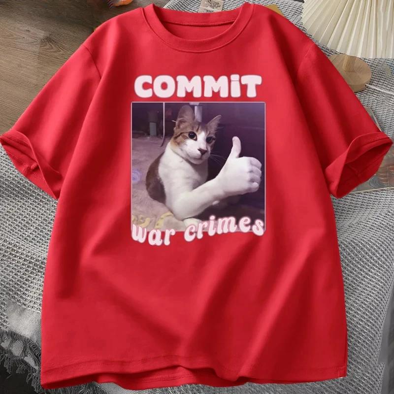 

Совершать военные преступления Смешной мем с котом Футболка Мужская Женская Графические футболки Топы Одежда Футболка Мем Футболка Харадзюку Короткий рукав Принт Футболка XXXL