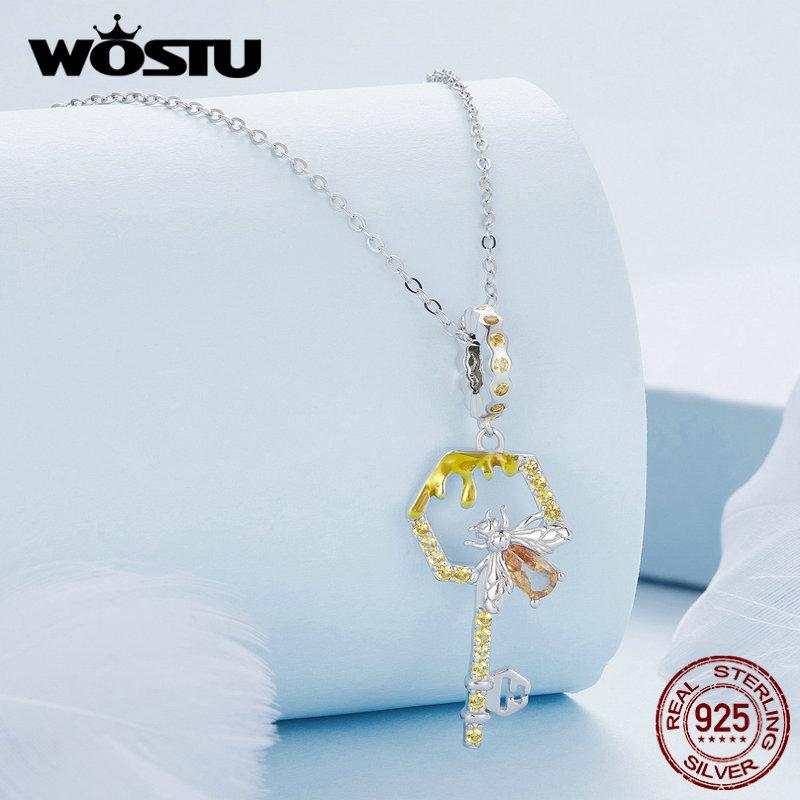 

WOSTU Стерлингового Серебра 925 Яркие Соты и Подвески для Ключей Бусина для Женщин Оригинальный Серебряный Браслет Изящные Ювелирные Изделия 925 silver