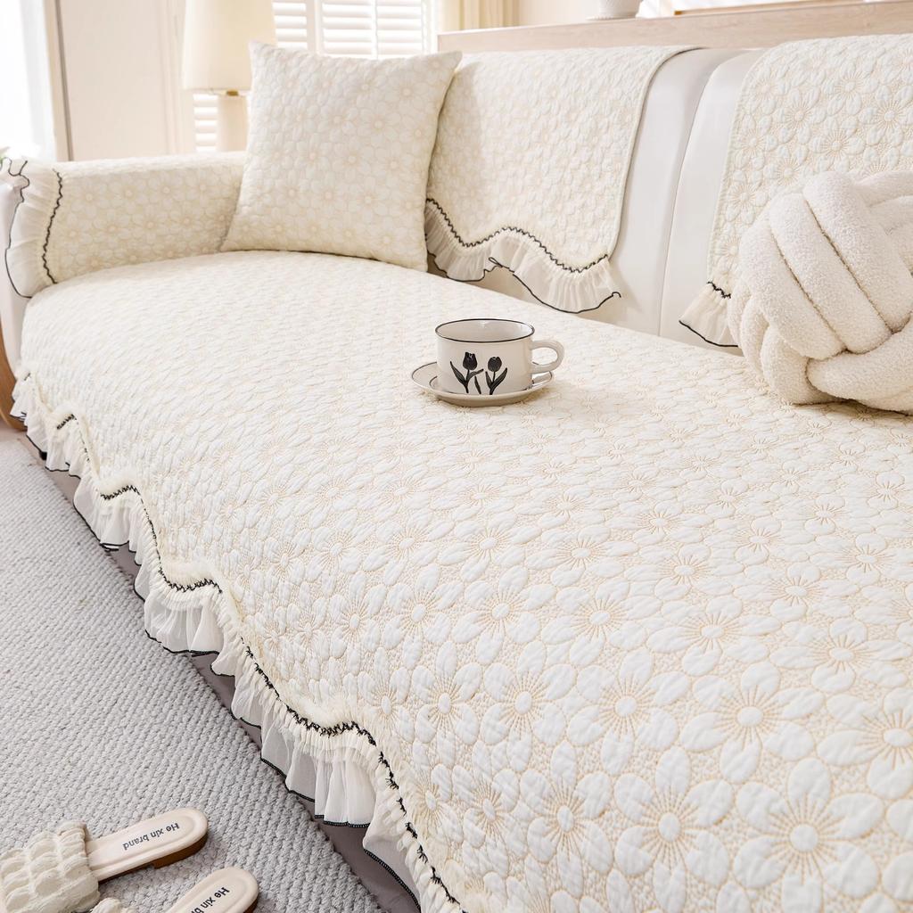 2025 New Pastoral Xiaoxiangfeng Pure Cotton Sofa Cushion, Universal Non-slip Seat Cushion In All Seasons, Cotton Fabric Cover Towel