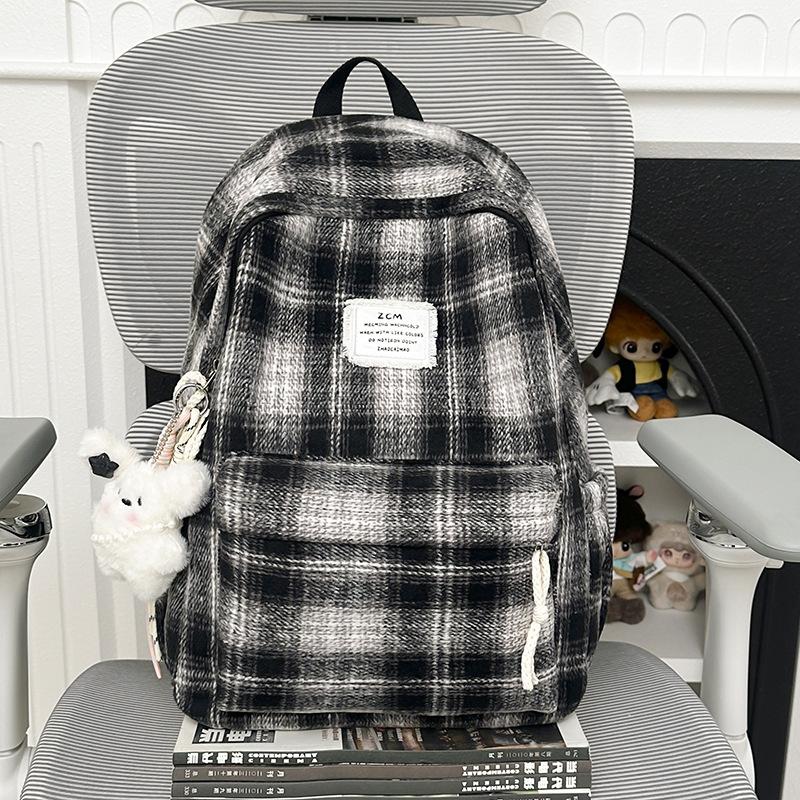 Schoolbag backpack 1011 new retro plaid autumn and winter backpack Japanese girl college student literary and versatile schoolbag