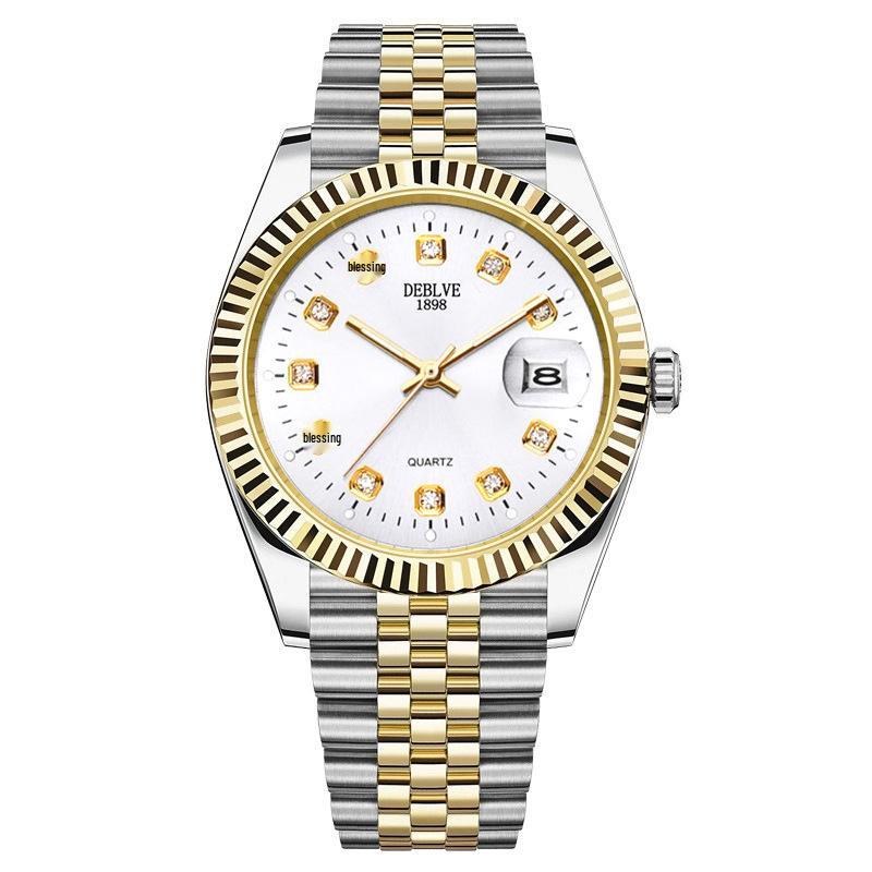 Reloj de Moda Clásico Versátil para Hombre con Correa de Acero, Movimiento No Mecánico, Función de Calendario y Diseño Unisex para Parejas.