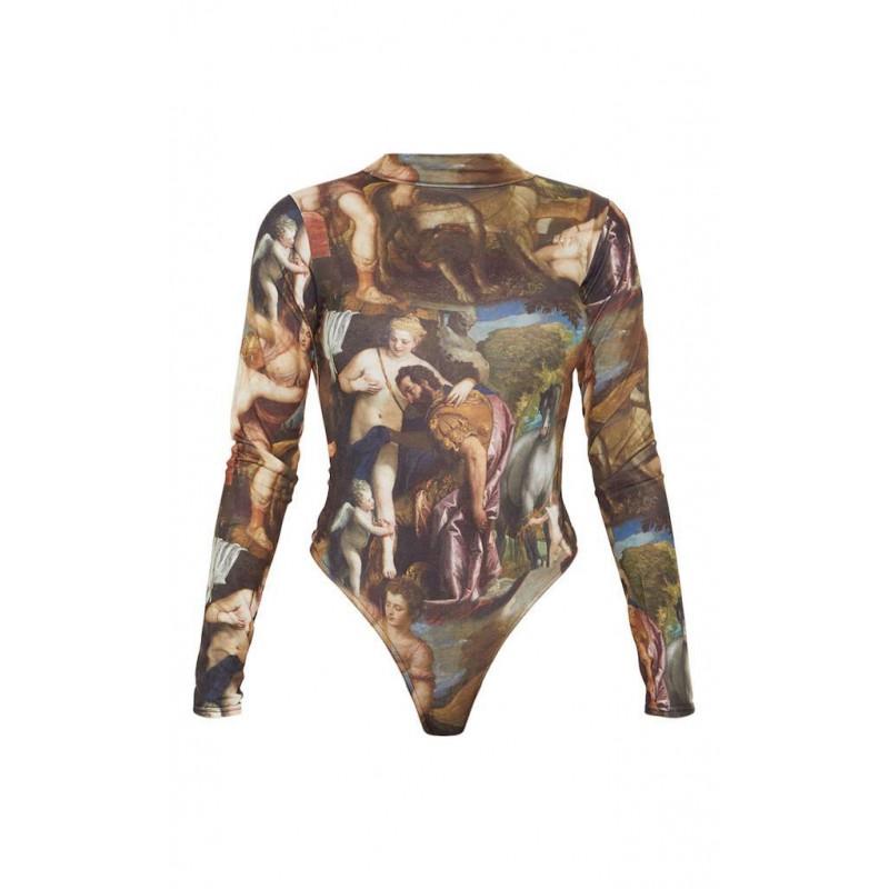 Womens Fashion Zebra Print Jumpsuit Long Sleeve High Stretch Milk Silk Bodysuit 2025