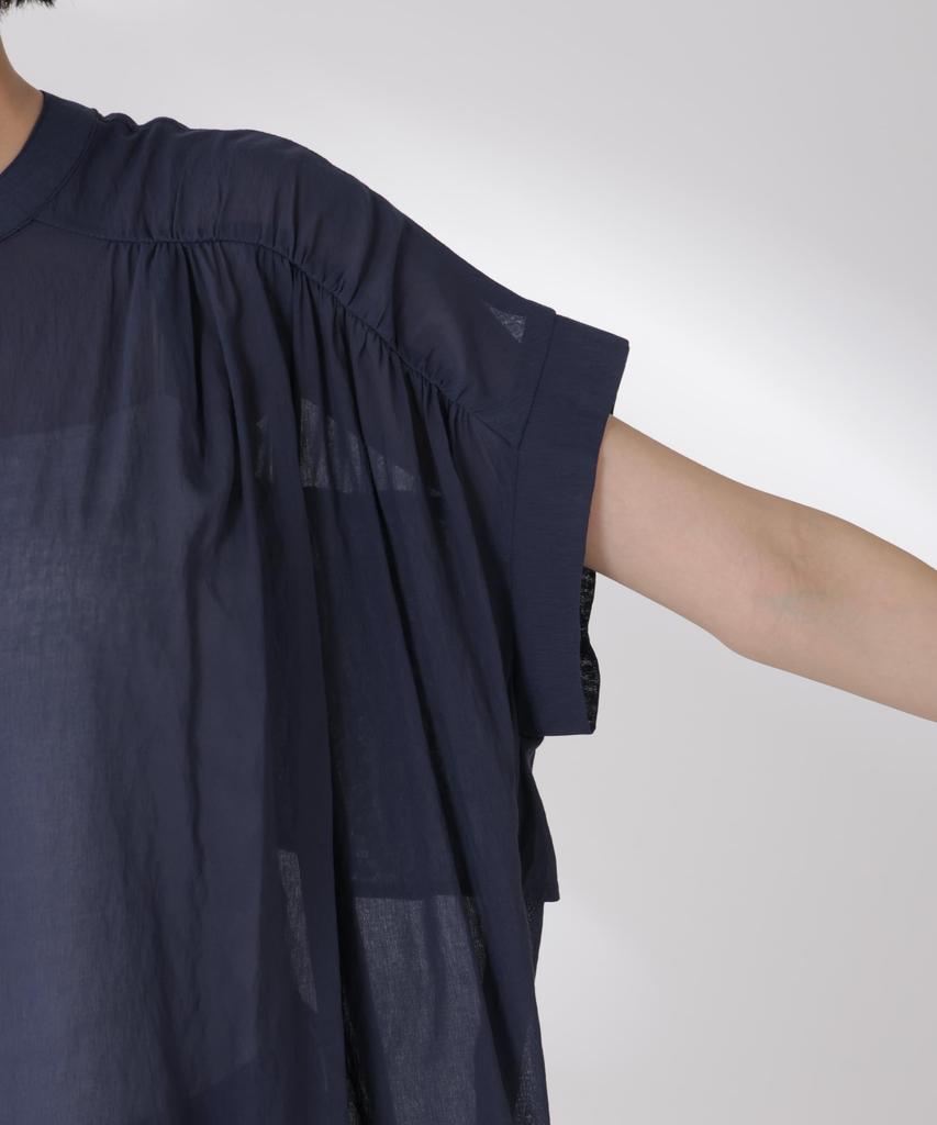 Nano Universe Back Frill Gathered Sheer Blouse be paired with other F 041 Light Beige Women's (Can items) 673-5121329