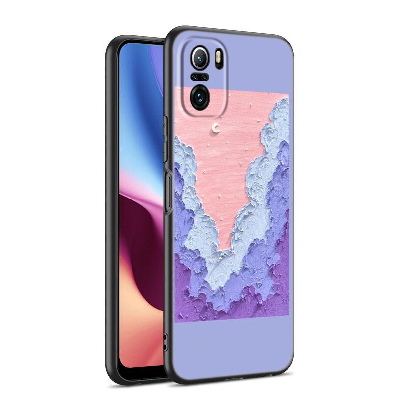 Emboss Flower Art Phone Case For Xiaomi Mi POCO X3 NFC GT M4 M3 12 11T 10T Pro A3 11 Lite NE 5G 12X 11i F3 Soft TPU Black Cover