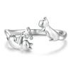 WOSTU 925 Silver Pet Cat Stackable Opening Ring For Women Snake Dog Adjustable Rings Fine Jewelry Party Birthday Gift