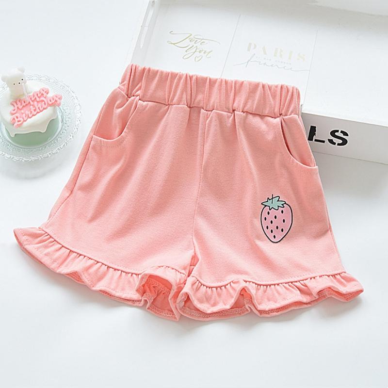 

Short Outfit Girls Summer Comfortable And Breathable Shorts Cute Strawberry Embroidery Casual Shorts Place Shorts for Girls 100 рожевий