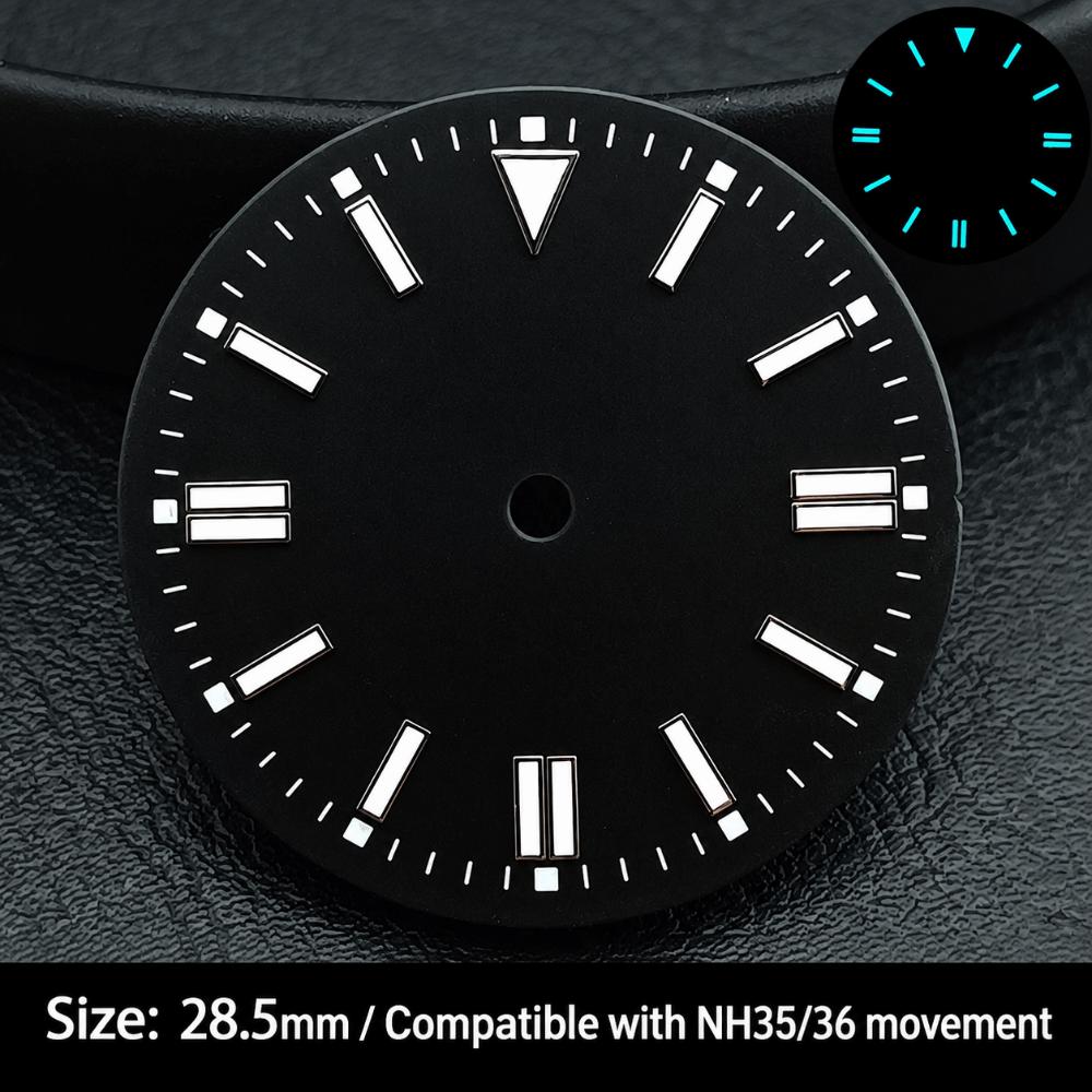 28.5MM Dial Size Green Luminous Dial Colorful Watch Movement Dial for NH35 8215 2836 Watch