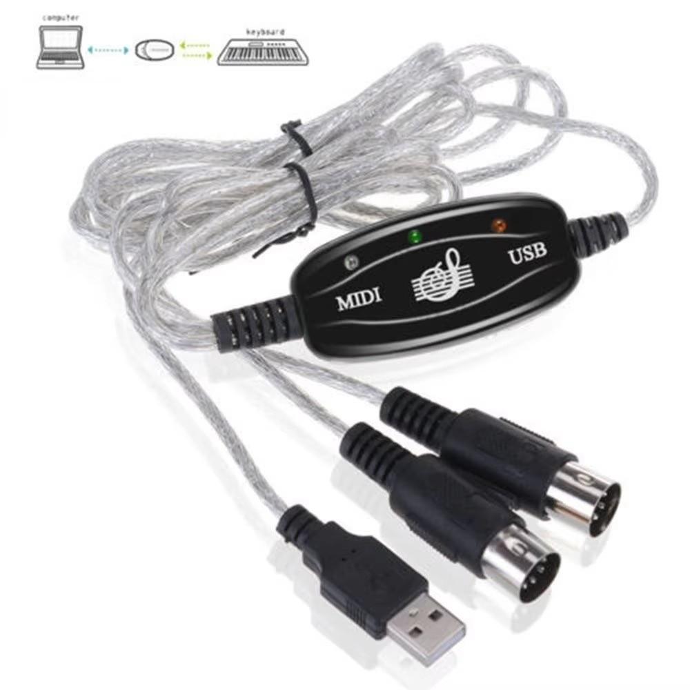 Portable MIDI to USB Converter 5 Pin MIDI Adapter Cable Durable MIDI Interface Cable
