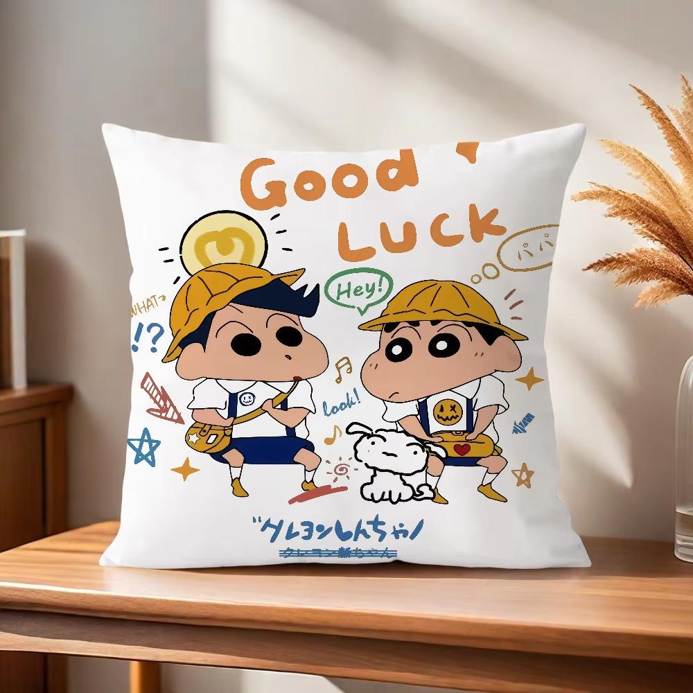 Kawaii Cute Crayon Shin-chan Pillow Cover Decorative Home Double-sided Print Square Pillow Bedroom Room Decoration Pillowcase