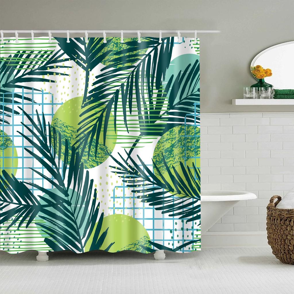 Tropical Plants Shower Curtains for Bathroom Polyester Fabric Shower Curtain Leaves Cactus Printing Bathroom Curtains Home Decor