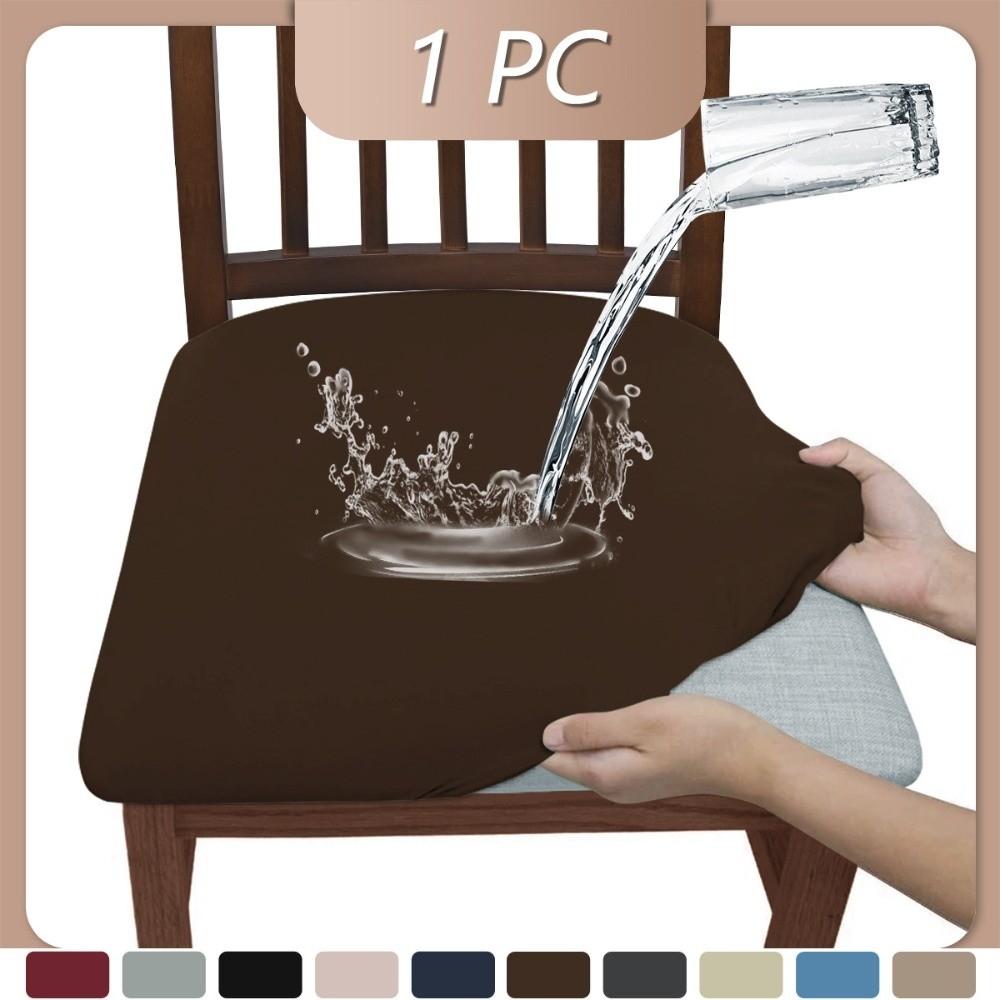 

Elastic Dining Chair Cover Soft Solid Color Seat Cover Waterproof Dust-proof Chair Cushion Cover for Home&Hotel Decoration кофейный