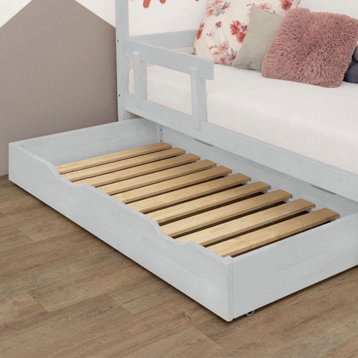 Tiroir de lit 120 x 190 avec sommier BUDDY - gris clair