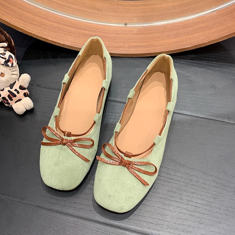 Fashion French Fashion Colorblock Flat Shoes Bow 2025 New Shallow Mouth Round Toe Single Shoes