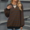 HNXC Dámská móda Ležérní Potištěné pruhy Dlouhý rukáv Kulatý výstřih Mikiny a mikiny