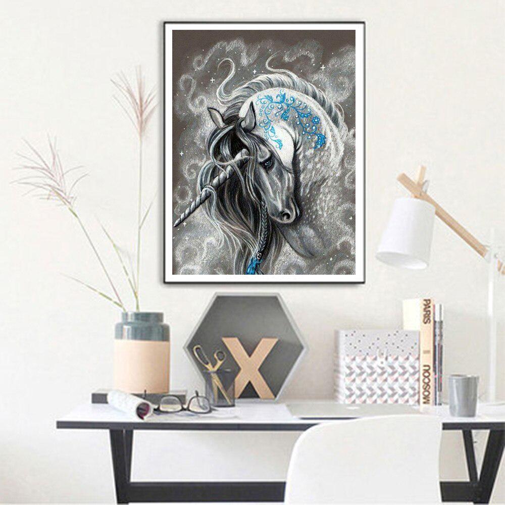 Bílý jednorožec Diamond Painting zvířat Horse Round Full Drill 5D DIY Cross Stitch