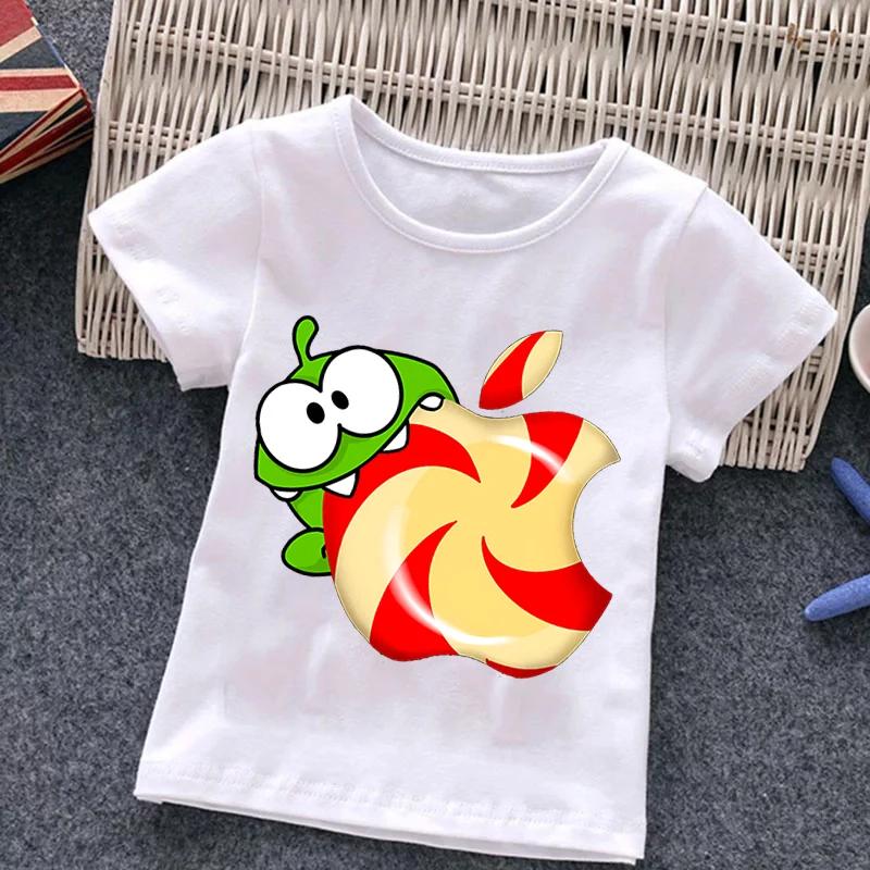 Funny Baby Girl Boy Cartoon Game Cut The Rope T-Shirt Children Frog Short Sleeve Top Tees Kids