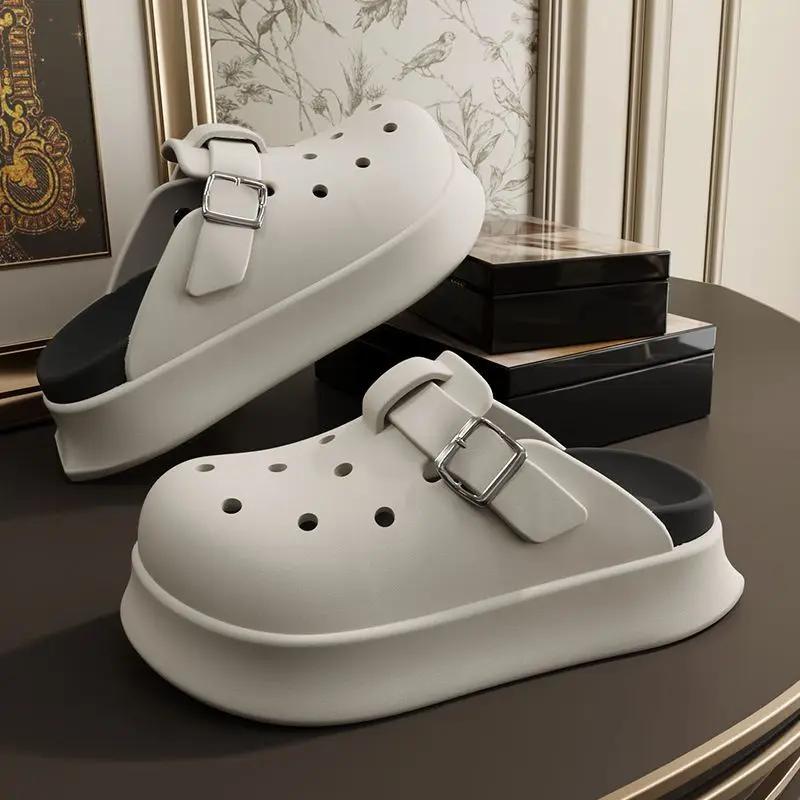 

Модные уличные сандалии на платформе для женщин 2025 тренд дешевая ликвидация Ева женские стильные шлепанцы летние в корейском стиле слайды 39-40