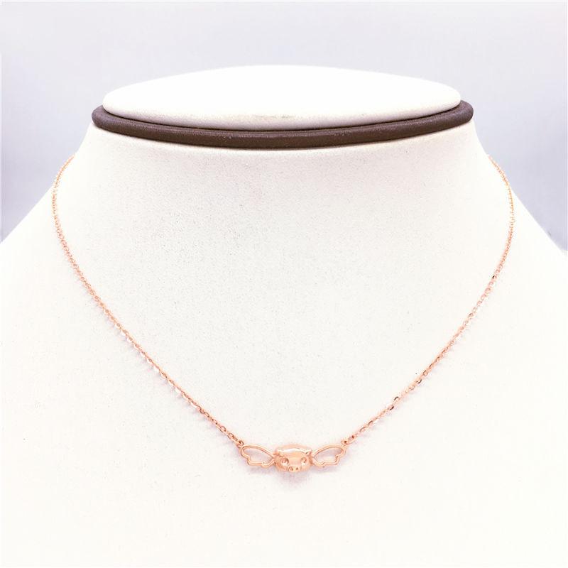 Purple Gold Cute Angel Flying Pig Necklace Fashionable Rose Gold Plated Wings Collarbone Chain