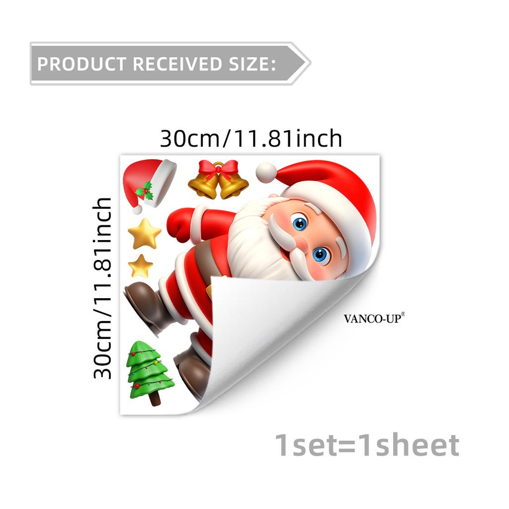 Pine Cone Santa Claus Christmas Wall Sticker Self Adhesive Removable Living Room Bedroom Holiday Decor