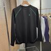 Unisex Autumn/Winter Patchwork Color Block Fleece Long Sleeve T-Shirt