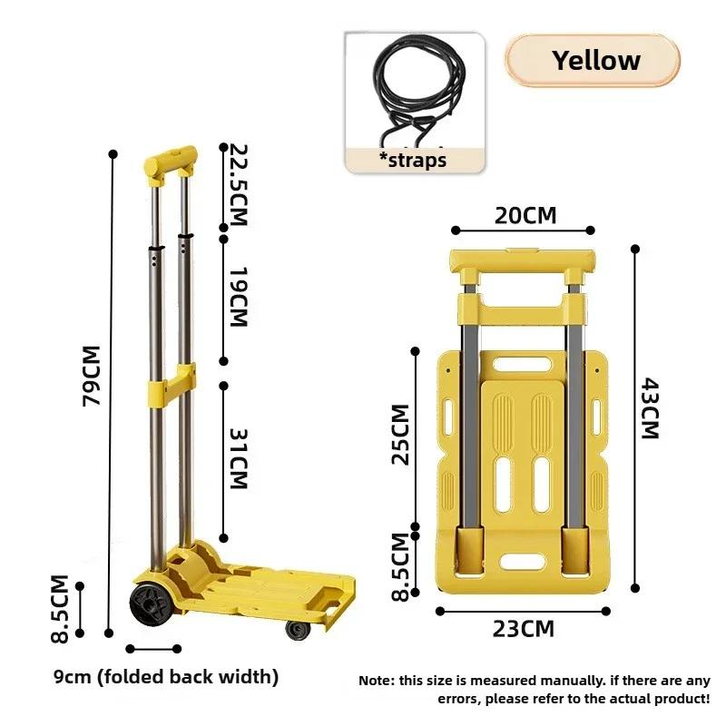 Wheeled Small Truck with Foldable Pull Rod Portable Shopping Cart Household Grocery Cart Small Pull Cart, Luggage Cart