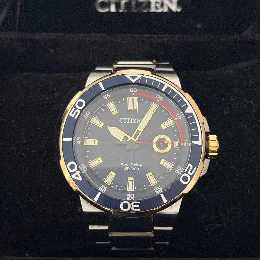 Б/у CITIZEN Endeavor AW1424-62L Eco Drive Дайверские 200м Зарубежная модель Хорошее состояние с коробкой и дополнительными звеньями Citizen