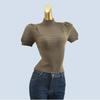 Knitting Short-Sleeved T-shirt Spring & Fall French Sweet and Spicy Style Western Style Youthful-Looking Puff Sleeves Beautiful Small Shirt Top