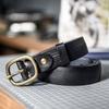 Belt retro copper button head belt new belt width simple versatile pin buckle belt hand-polished
