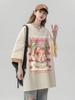 Camiseta Casual Unissex de Algodão Estilo Retro Japonês, Corte Solto, para Casais Plus Size