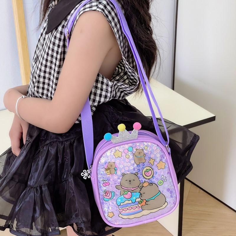 School Bag Children's Backpack Mini Pu Princess Sequined Shoulder Backpack Children's Accessories Bag Cartoon Change Bag