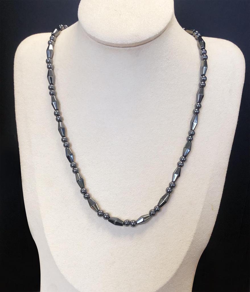 Ecooon 5A Grad Stark Magnetische Hämatit Halskette mit Spiegelpolierter Oberfläche, Terahertz Mineral Halskette für Männer und Frauen