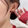 Elegant Red Flocking Bow Stud Earrings - Versatile, High-End Fashion Accessories