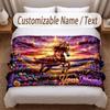Coperta Morbida a Tema Cavallo Personalizzata con Nome Testo Stampato Coperta Calda Decorazione Divano Casa Camera da Letto