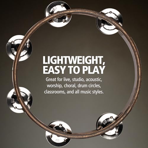 MEINL Percussion Compact Wood Tambourine, Stainless Steel, 2-Row, CTA2WB