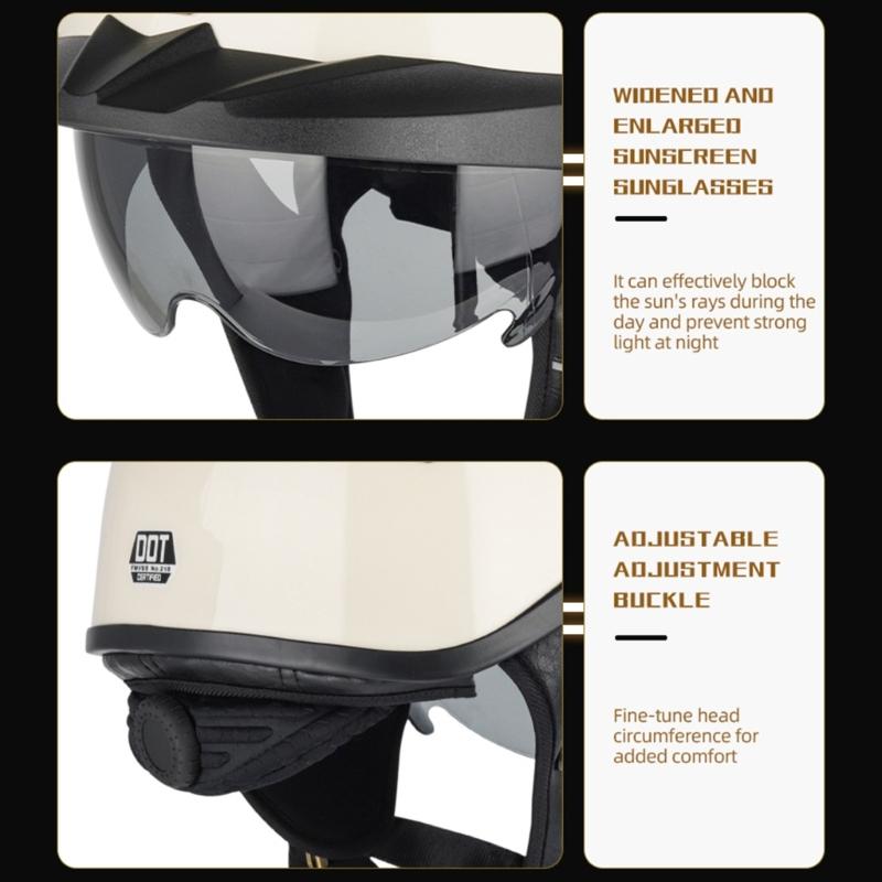 Vintage Open Face Motorbike Helmet Baseball Cap Half Helmet Retro-Men Women for Chopper-Cruiser Street Moped Scooter Cap