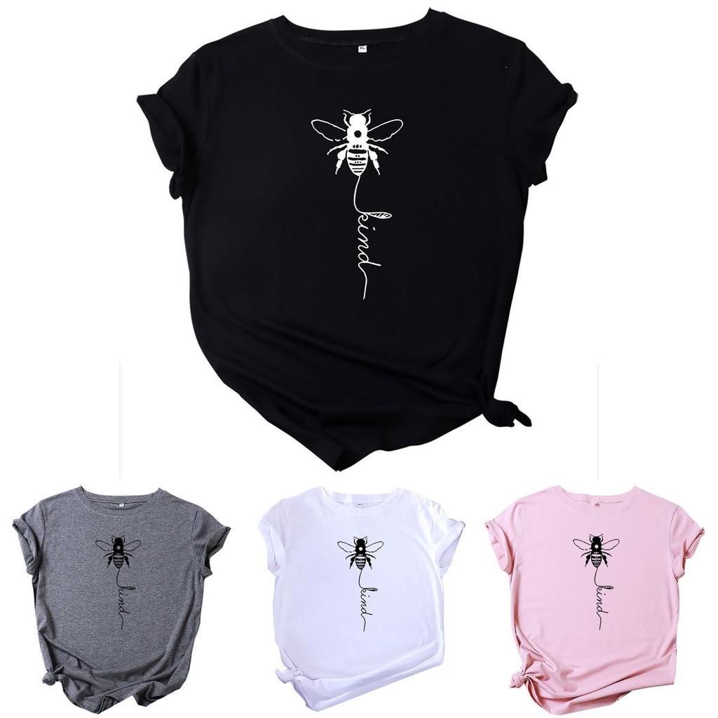 Women's Bee Printed Crew Neck T-shirts Featuring Soft Cotton Fabric For Comfort