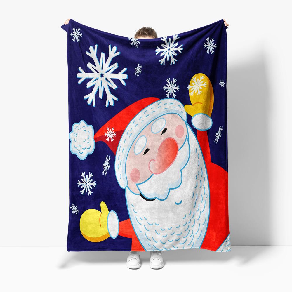 Soft Fluffy Throw Blanket Cozy Warm Bedspread Home Decor Gift Christmas Santa Claus Pattern Shaggy Plush Blanket