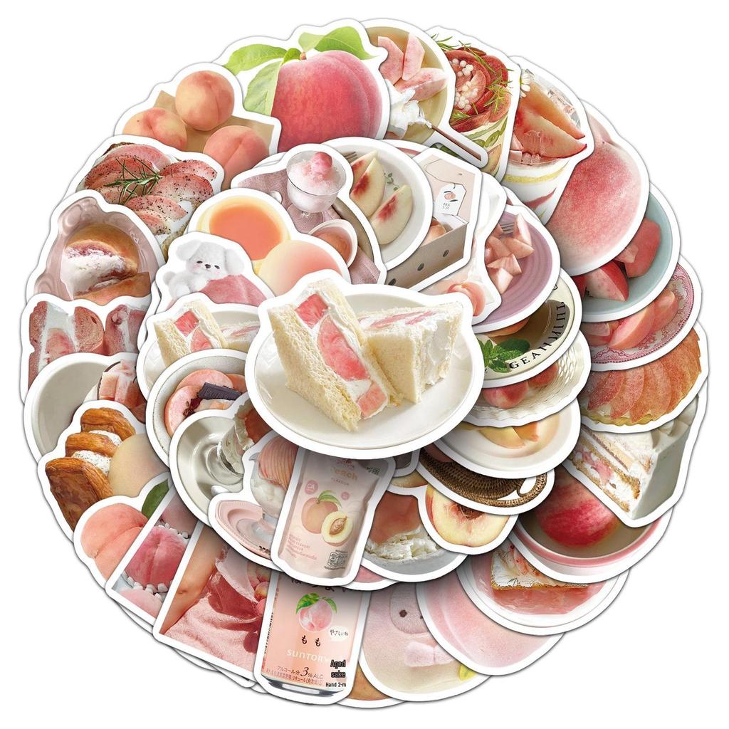 50 Cute Peach Heart Stickers for Decorating Phone Cases, Scooters, and Speakers