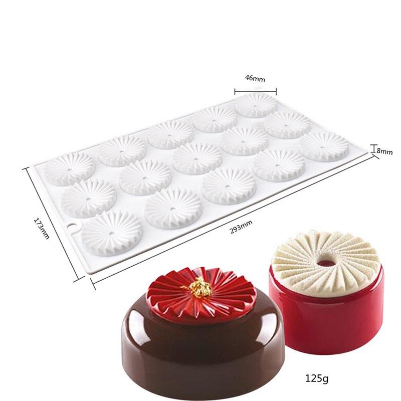 1 Pc 15 Pleated Chocolate Chips Pleated Silicone Mousse Mold, Round Origami Cake Edge Decoration DIY Baking