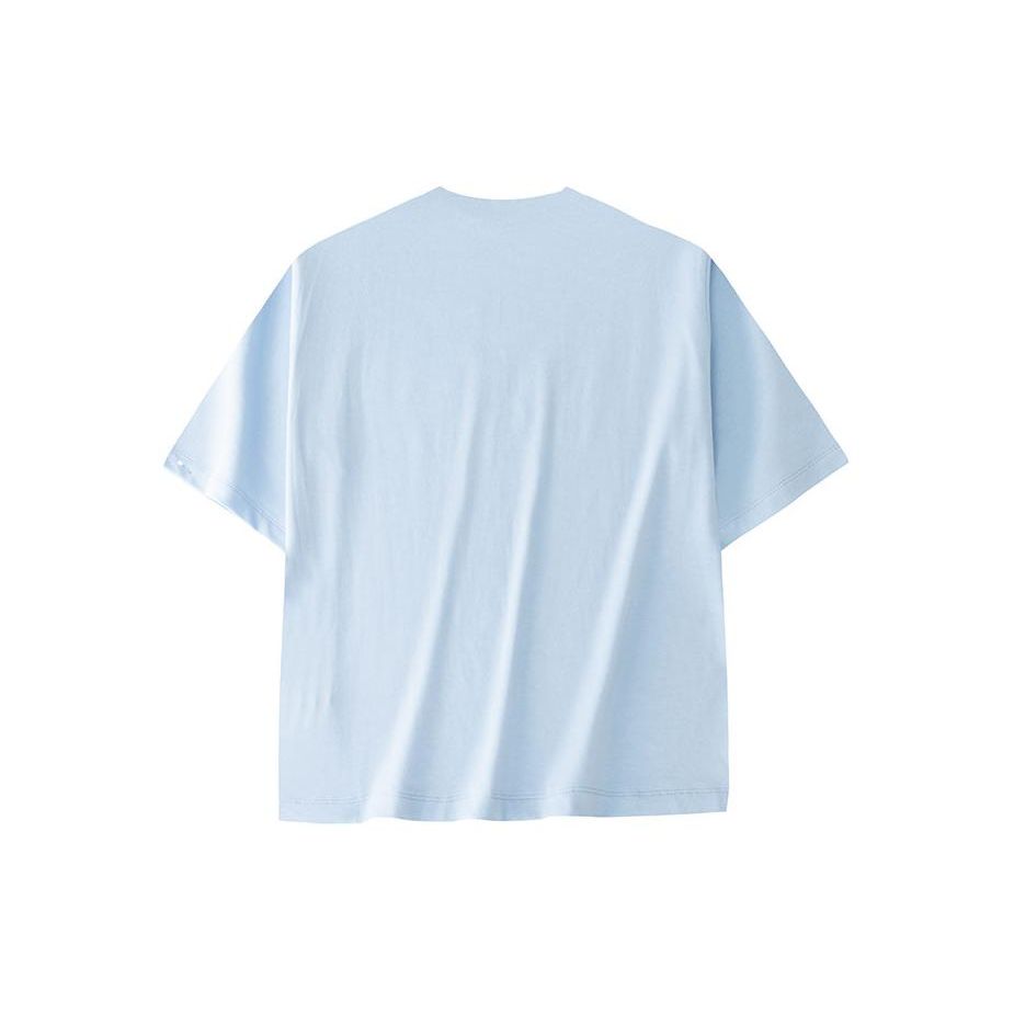 Anta Casual Letter Print Pullover Short Sleeve T-Shirt Women Tops Sky-Blue 162428103-2